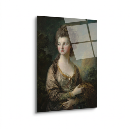 D-175 classical woman portrait glass wall art, frontal view on white
