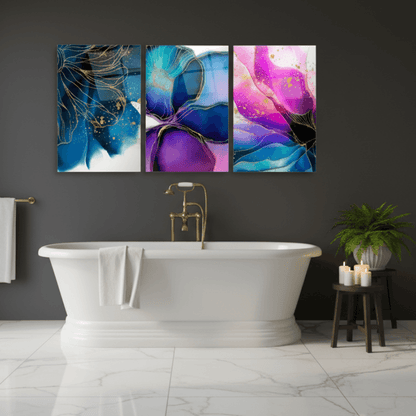 Fiori Astratti Quadro in Vetro Temperato