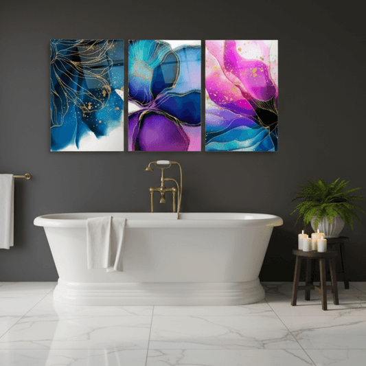 Abstract Flowers Glass Wall Art