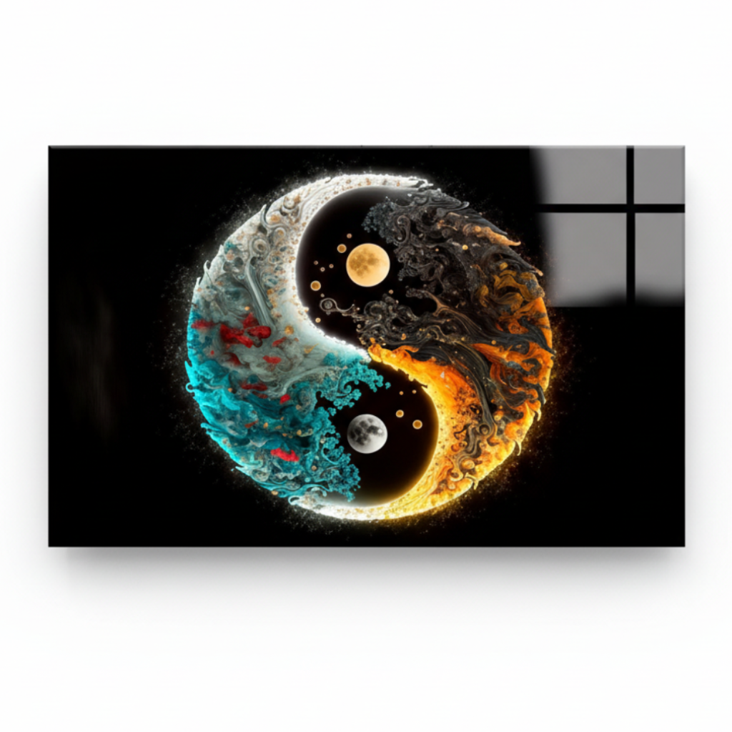 Yin Yang Colorful Glass Wall Art