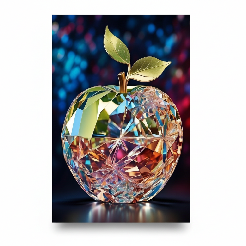 Crystal Apple Glass Wall Art displayed on a clean square white background.