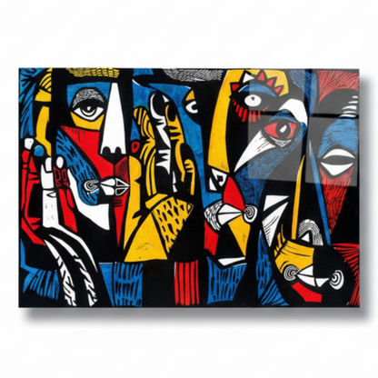 Front view of Abstract Expressionist Glass Wall Art on a white background