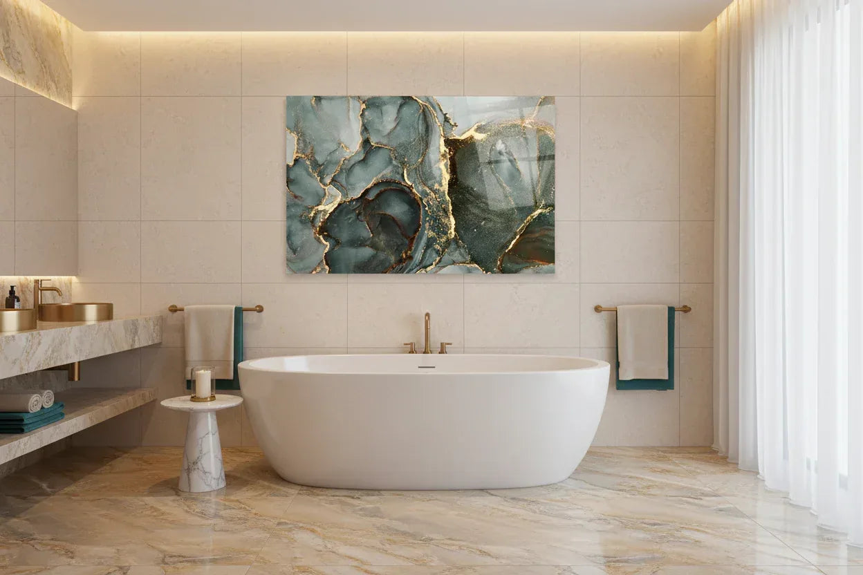 Abstract Marble Glass Wall Art - LUXARTDECO