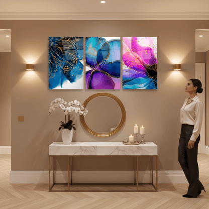 Fiori Astratti Quadro in Vetro Temperato