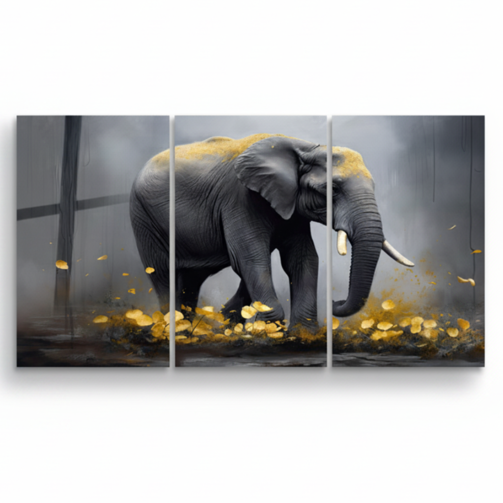 Elephant Gold Glass Wall Art