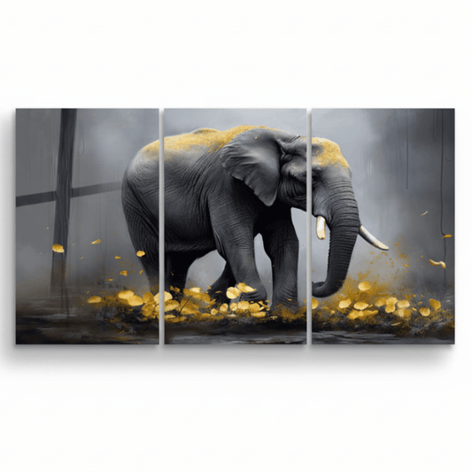 Elephant Gold Glass Wall Art