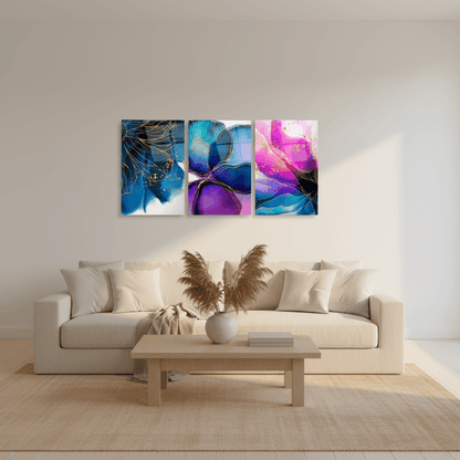 Fiori Astratti Quadro in Vetro Temperato