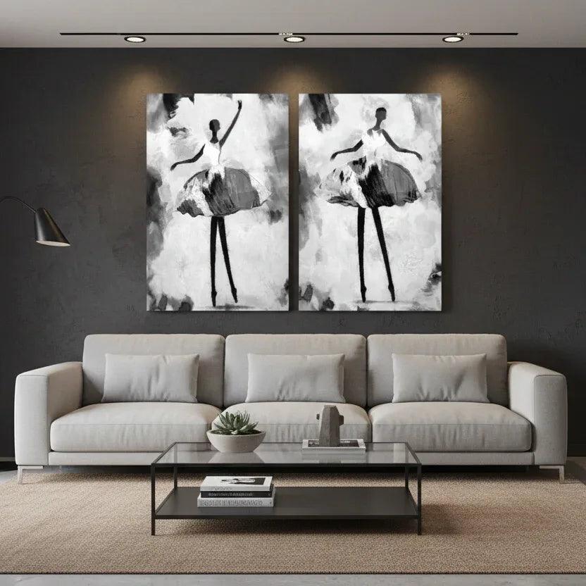 Ballerina Duo Glass Wall Art Set - LUXARTDECO