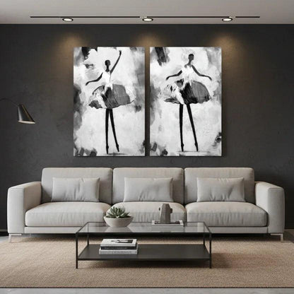 Ballerina Duo Glass Wall Art Set - LUXARTDECO