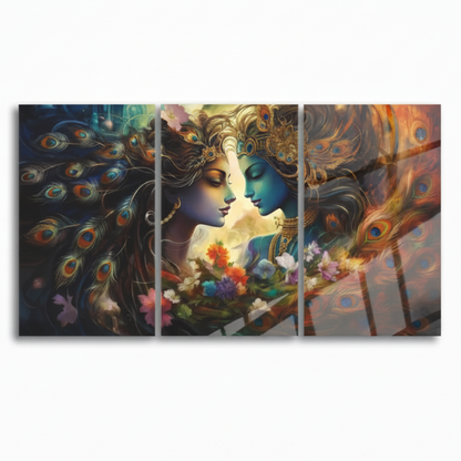 Radha Krishna Tableau en Verre Trempé