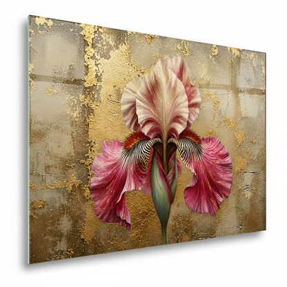 Golden Iris Glass Wall Art – left side view