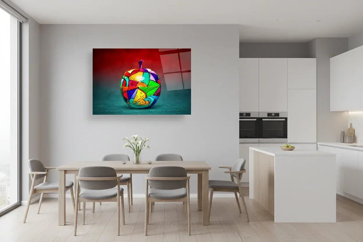 Colorful Apple Glass Wall Art - LUXARTDECO