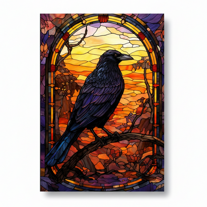 Corvo Gotico Quadro in Vetro Temperato