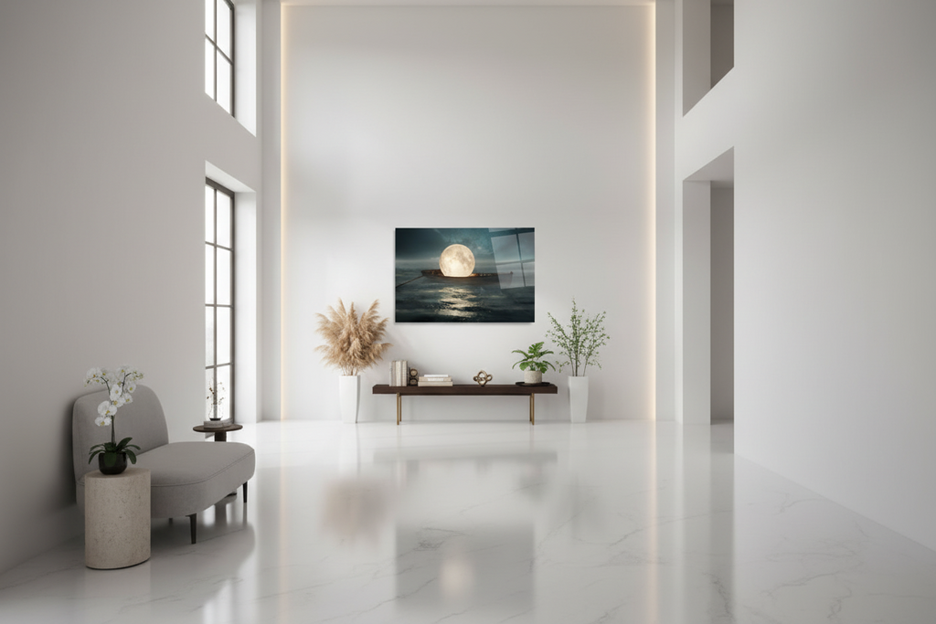 Tableau mural en verre « Lune dans le bateau »