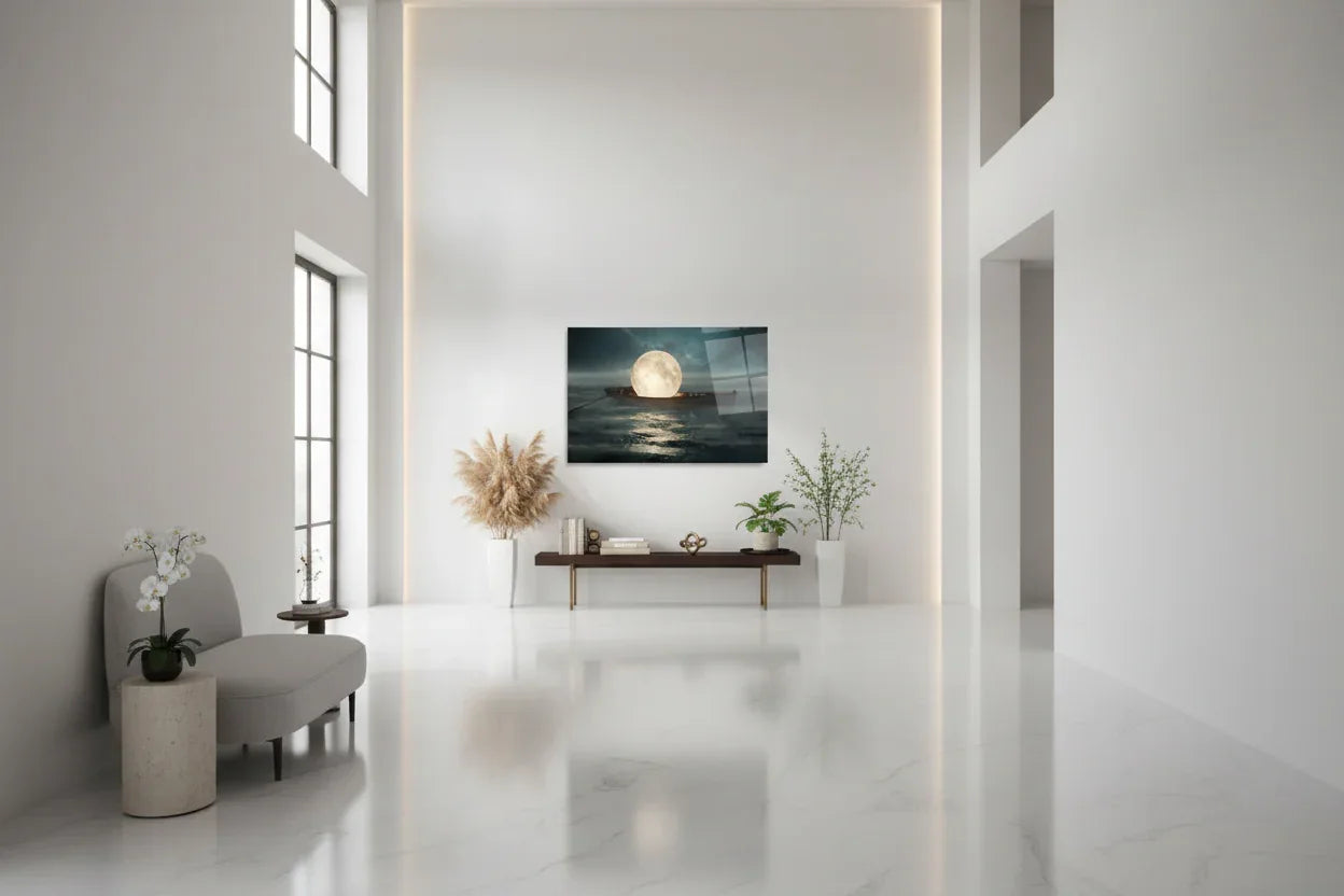 Moon in the Boat Glass Wall Art - LUXARTDECO