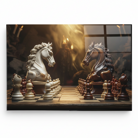 Chess Knights Glass Wall Art