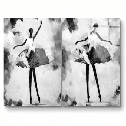 Ballerina Duo Glass Wall Art Set - LUXARTDECO