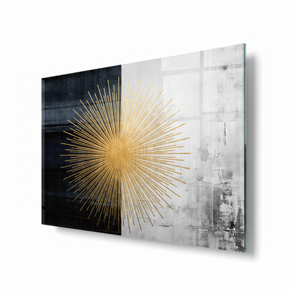 Golden Sunburst Glass Wall Art – right side view