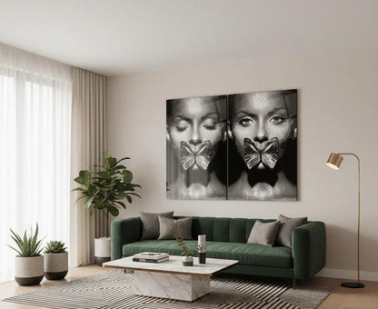 Woman Portrait Duo Glass Wall Art Set - LUXARTDECO