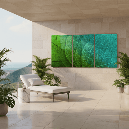 Feuilles Turquoises Tableau en Verre Trempé
