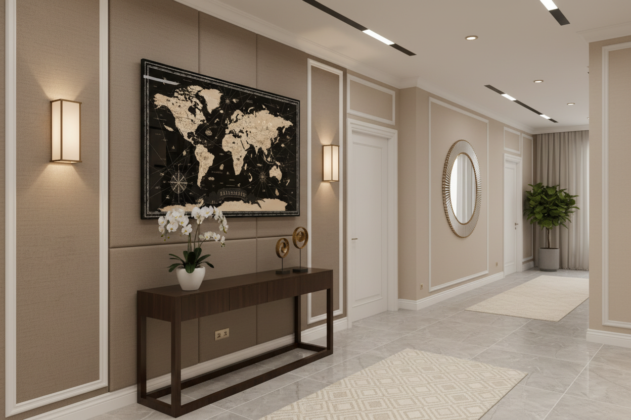 World Map Glass Wall Art