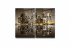 City Skyline Duo Glass Wall Art Set - LUXARTDECO