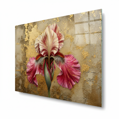 Golden Iris Glass Wall Art – right side view