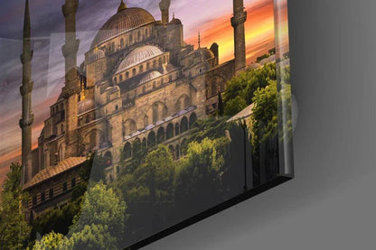 Blue Mosque Glass Wall Art - LUXARTDECO