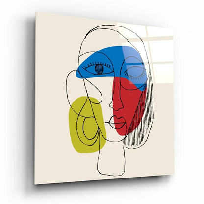 Lineart Face Glass Wall Art - LUXARTDECO