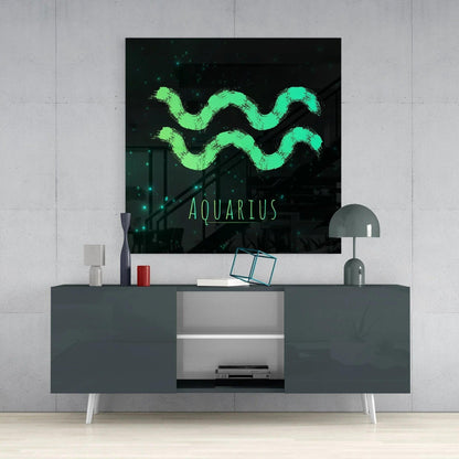 Horoscopes - Aquarius Glass Wall Art - LUXARTDECO