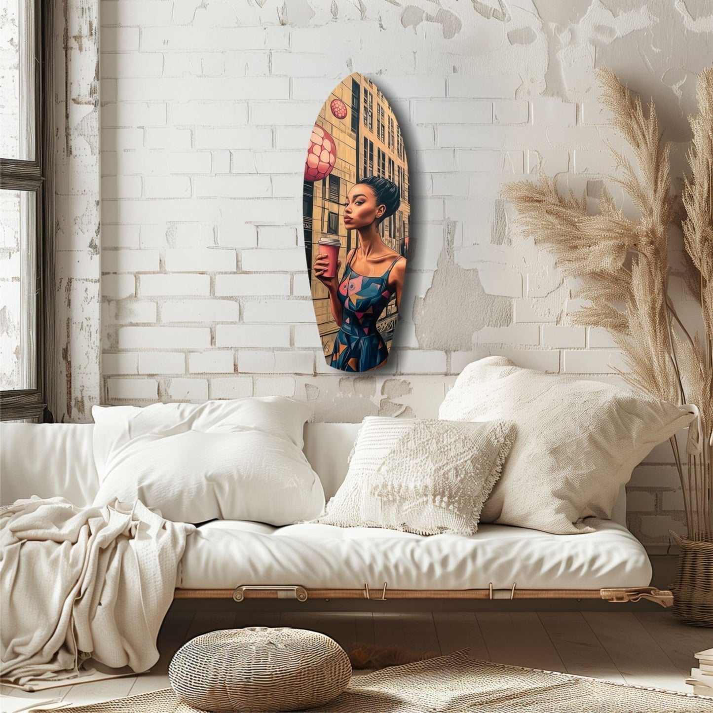 Modern City Life Glass Wall Art