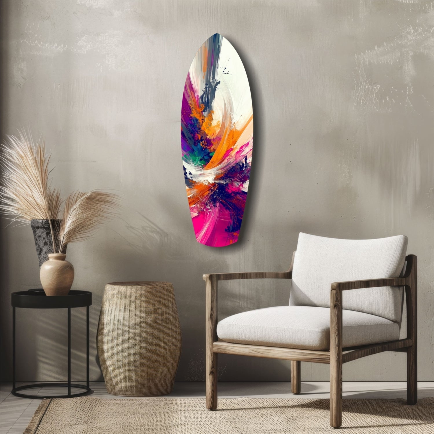Abstract Paint Brushes Glass Wall Art