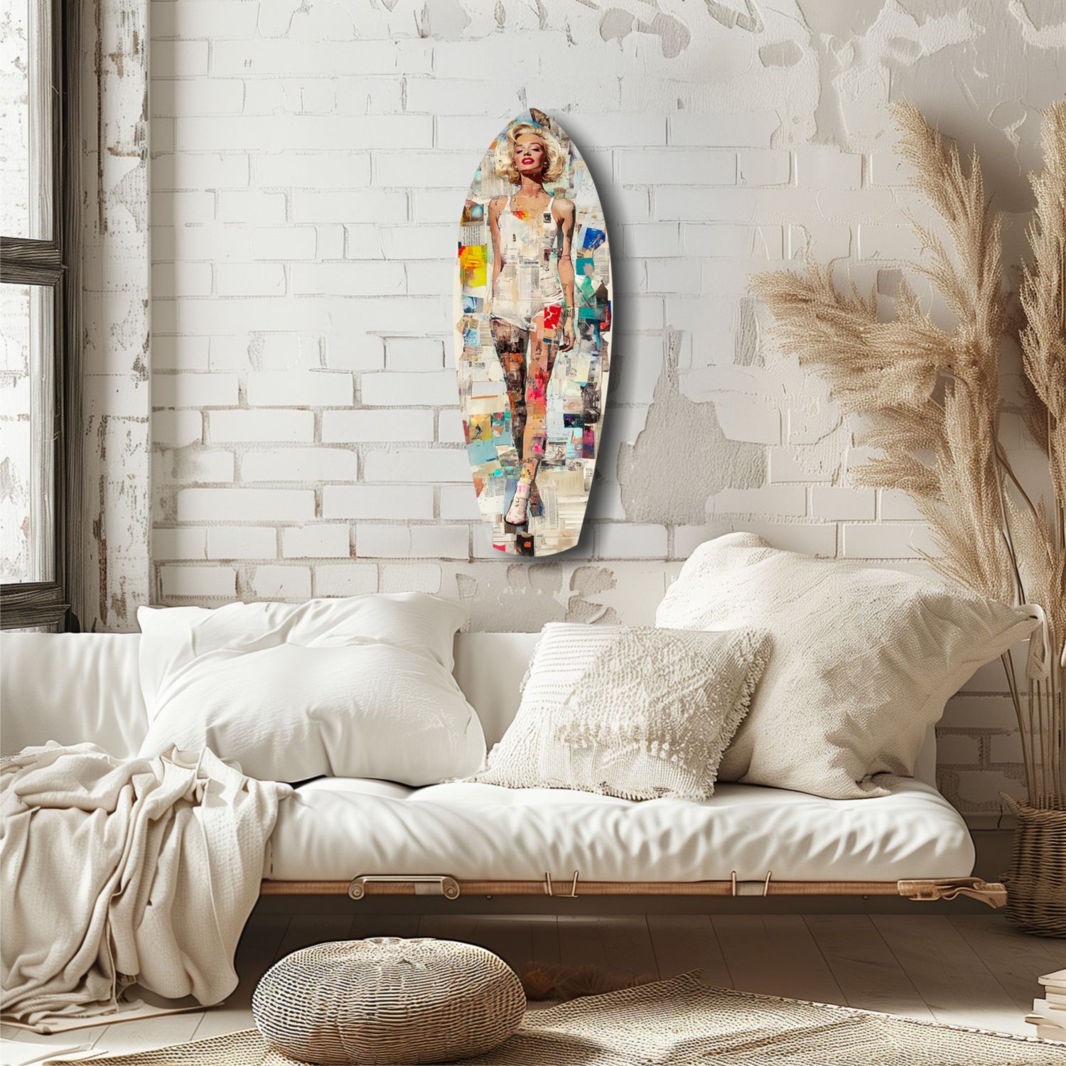 Marilyn in Vintage Swim Suit Glass Wall Art