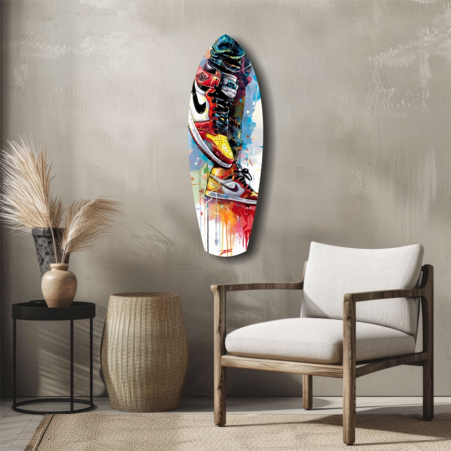 Sneakers Jump Glass Wall Art