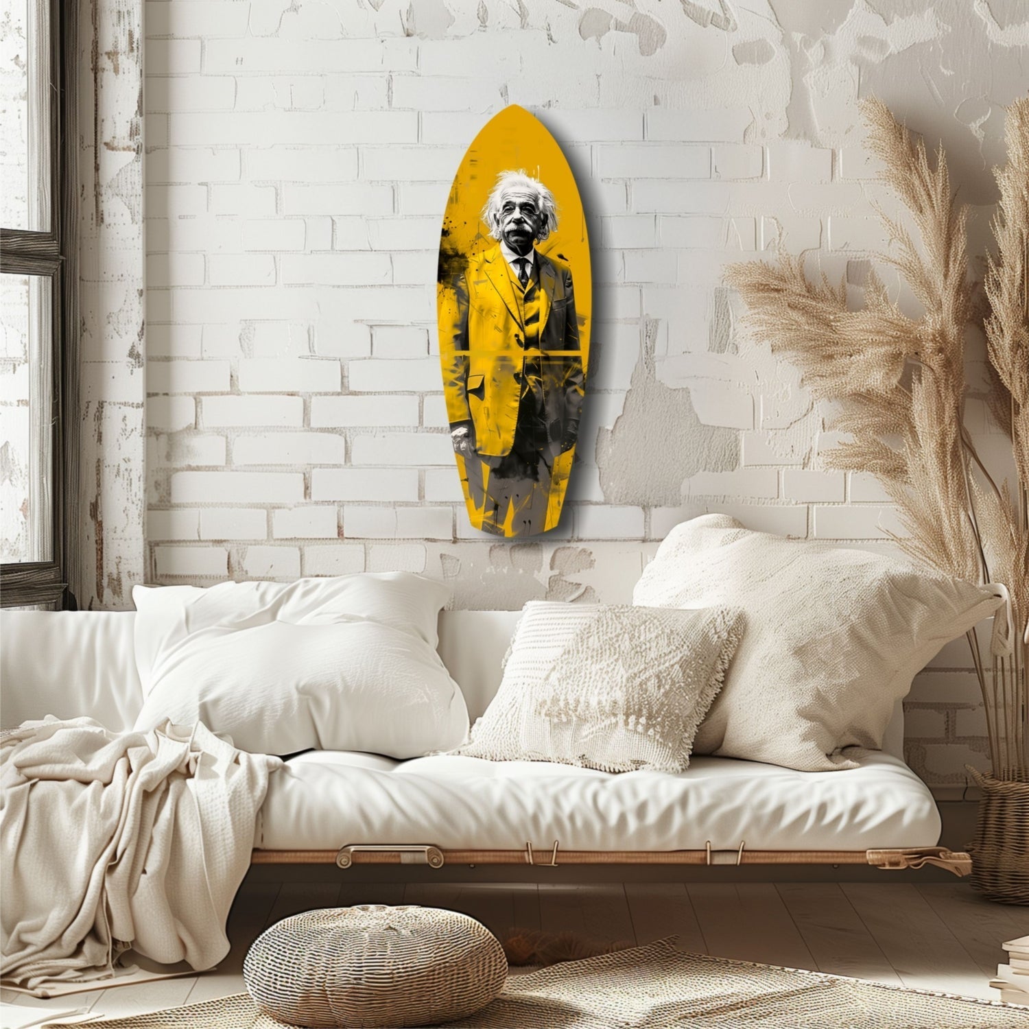 Einstein Posing Glass Wall Art