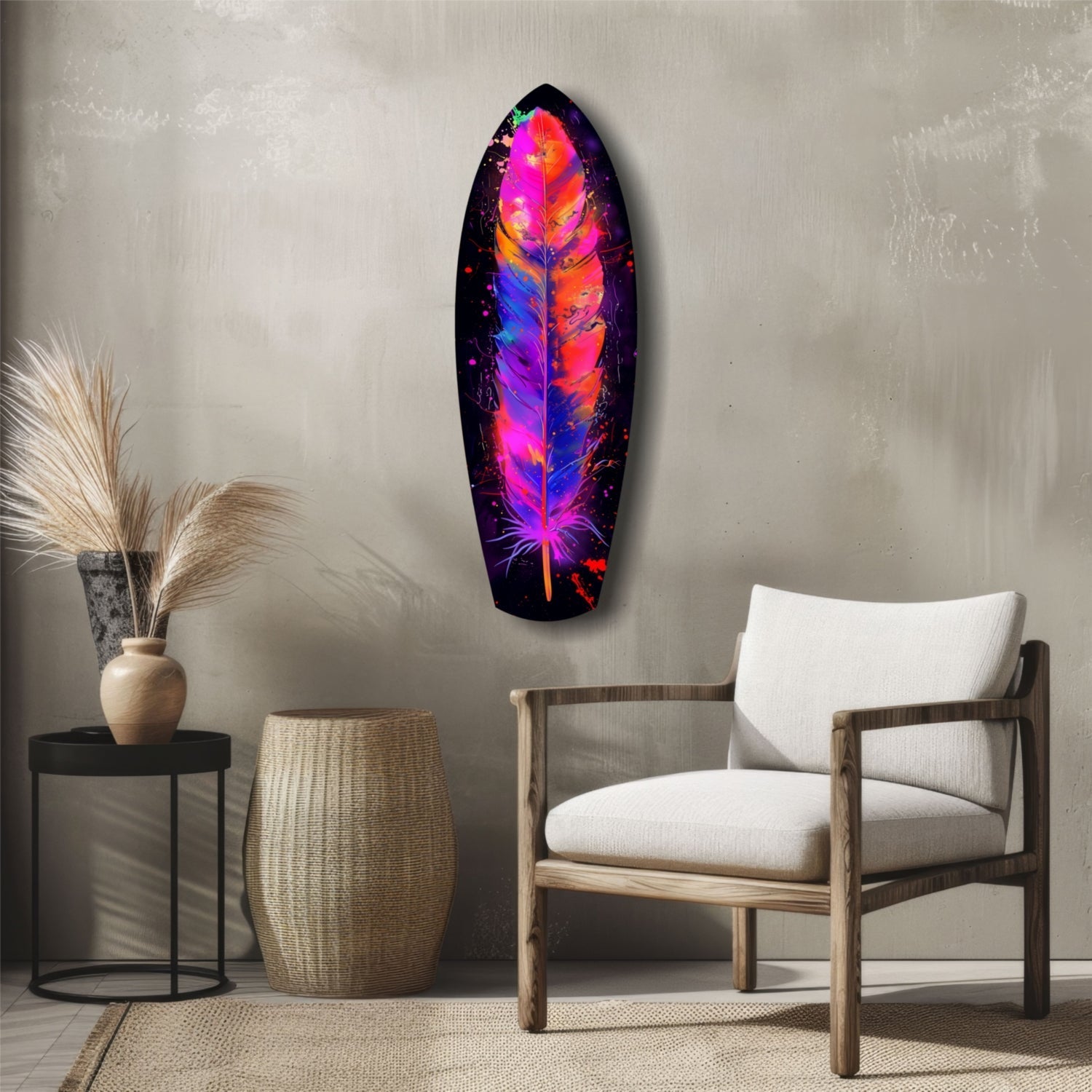 Colorful Feather Glass Wall Art