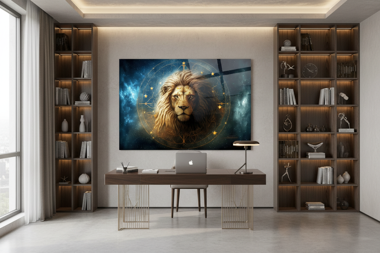 Leo Glass Wall Art in Home Office