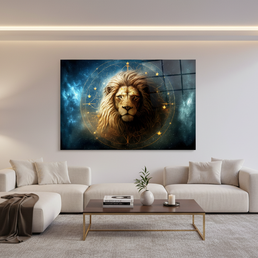 Leo Glass Wall Art in Living Room