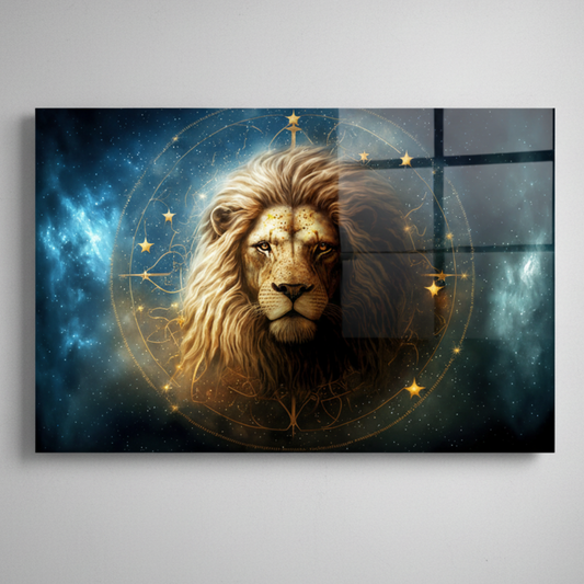 Leo Glass Wall Art on Light Grey Background