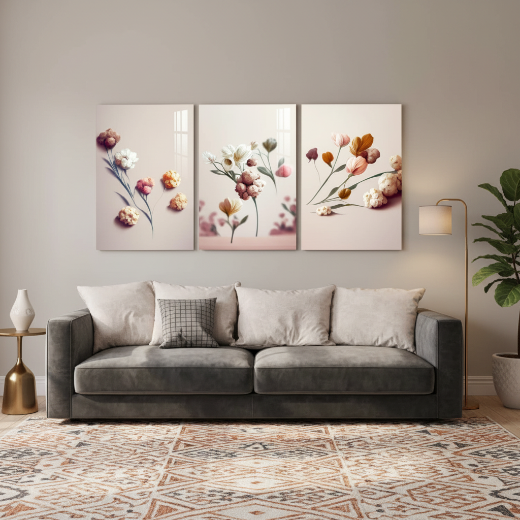 Fiori Delicati Quadro in Vetro Temperato