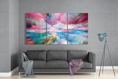 Colourful Clouds Glass Wall Art - LUXARTDECO
