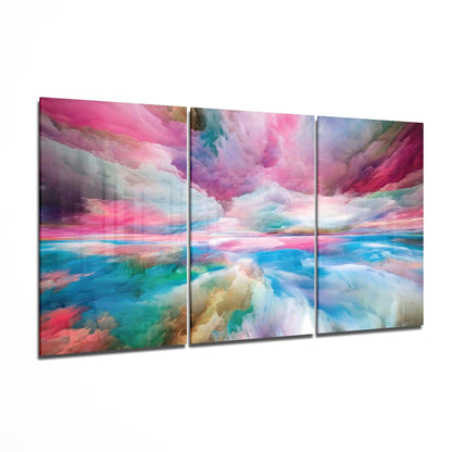 Colourful Clouds Glass Wall Art - LUXARTDECO