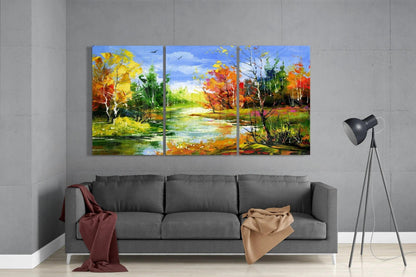 Autumn Trees Glass Wall Art - LUXARTDECO