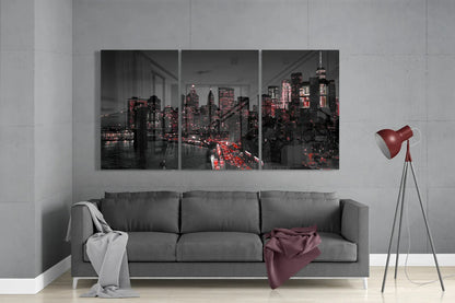 City at Night Mega Glass Wall Art - LUXARTDECO