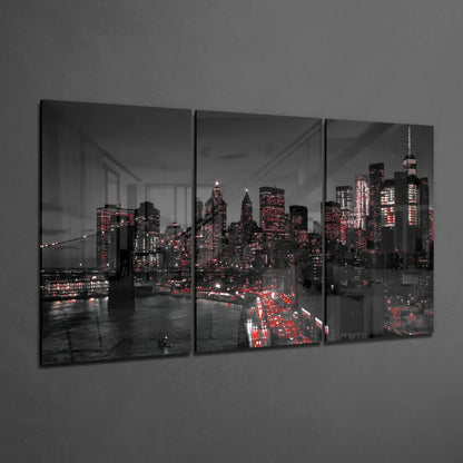City at Night Mega Glass Wall Art - LUXARTDECO