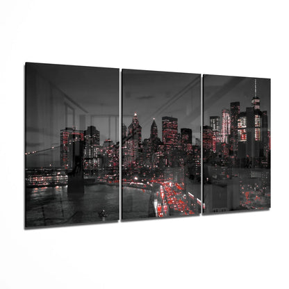 City at Night Mega Glass Wall Art - LUXARTDECO