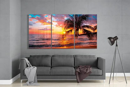 Sunset at the Beach Mega Glass Wall Art - LUXARTDECO