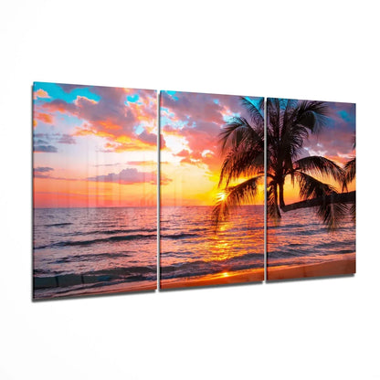 Sunset at the Beach Mega Glass Wall Art - LUXARTDECO