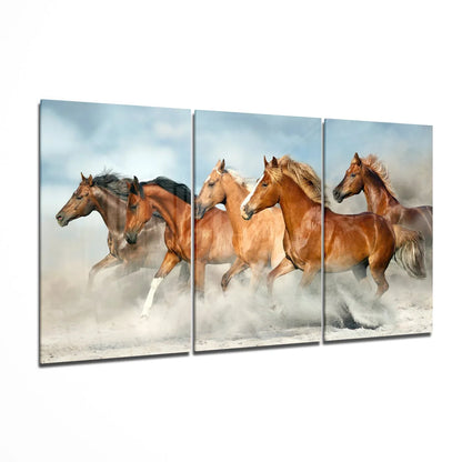 Horses Mega Glass Wall Art - LUXARTDECO
