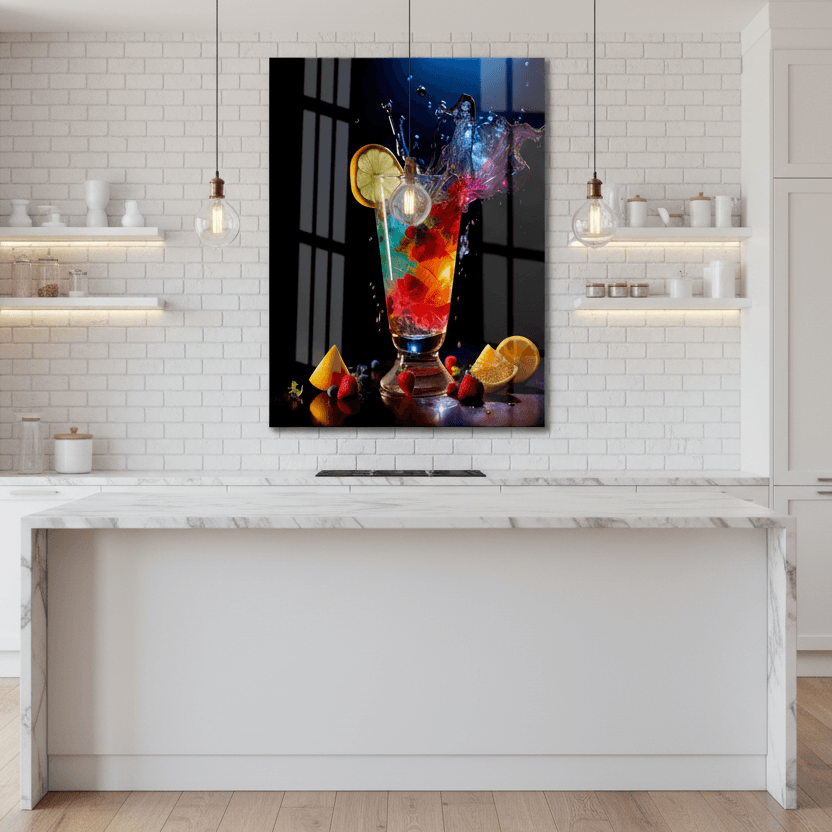 Mockup Cocktail Glass Wall Art in Kitchen